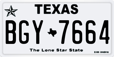 TX license plate BGY7664