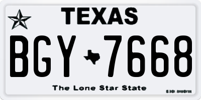 TX license plate BGY7668