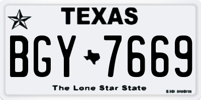 TX license plate BGY7669