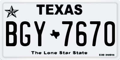TX license plate BGY7670