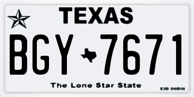 TX license plate BGY7671