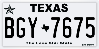 TX license plate BGY7675
