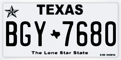 TX license plate BGY7680