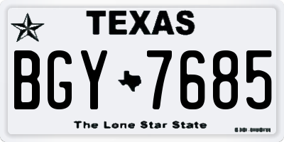 TX license plate BGY7685