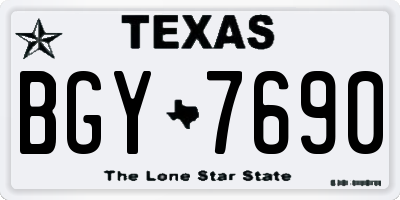 TX license plate BGY7690