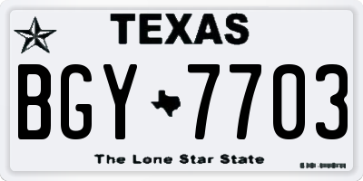 TX license plate BGY7703