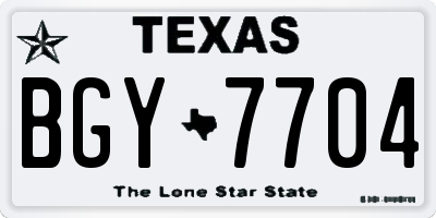 TX license plate BGY7704