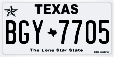 TX license plate BGY7705