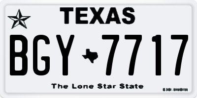 TX license plate BGY7717