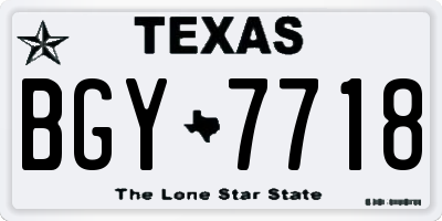 TX license plate BGY7718