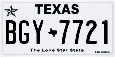 TX license plate BGY7721