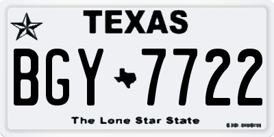 TX license plate BGY7722