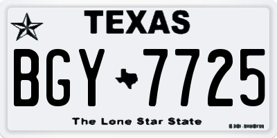 TX license plate BGY7725