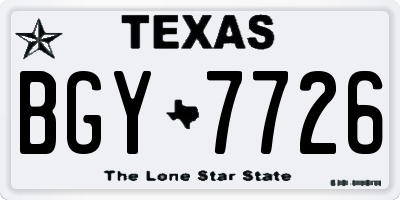 TX license plate BGY7726