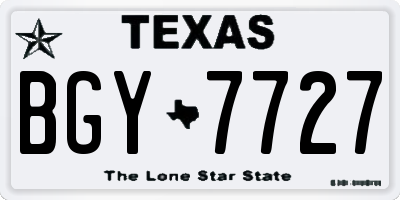 TX license plate BGY7727