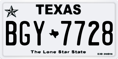 TX license plate BGY7728