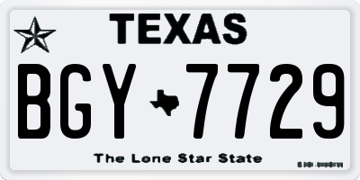 TX license plate BGY7729