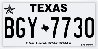 TX license plate BGY7730