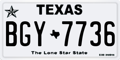 TX license plate BGY7736