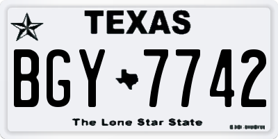 TX license plate BGY7742
