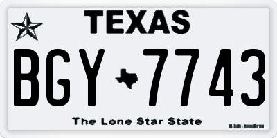 TX license plate BGY7743