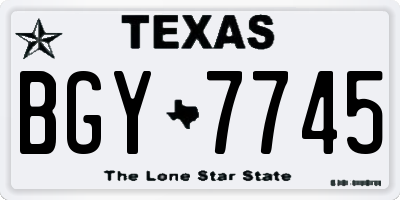 TX license plate BGY7745