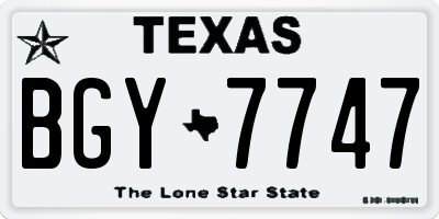 TX license plate BGY7747