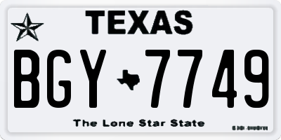 TX license plate BGY7749