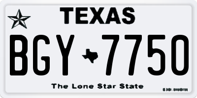 TX license plate BGY7750