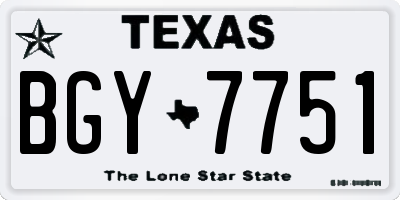 TX license plate BGY7751