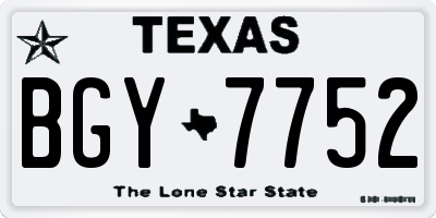 TX license plate BGY7752