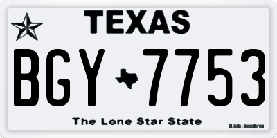 TX license plate BGY7753