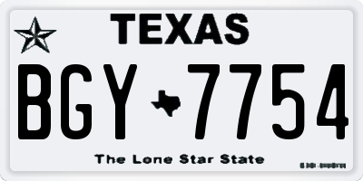 TX license plate BGY7754