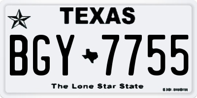 TX license plate BGY7755