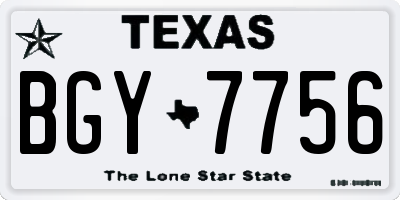 TX license plate BGY7756