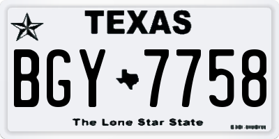 TX license plate BGY7758