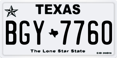 TX license plate BGY7760