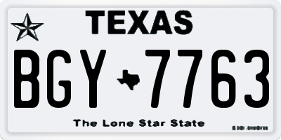 TX license plate BGY7763