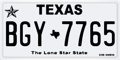 TX license plate BGY7765