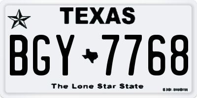 TX license plate BGY7768