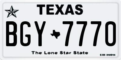 TX license plate BGY7770