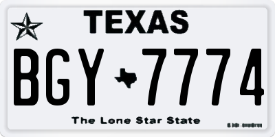 TX license plate BGY7774