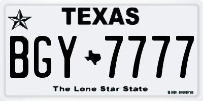 TX license plate BGY7777