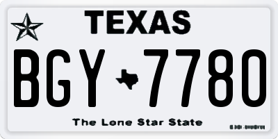 TX license plate BGY7780