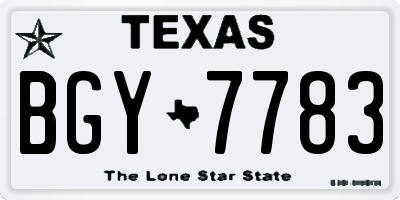 TX license plate BGY7783