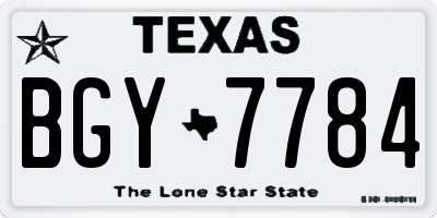 TX license plate BGY7784