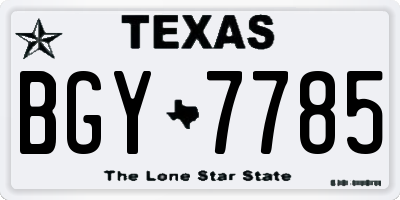 TX license plate BGY7785