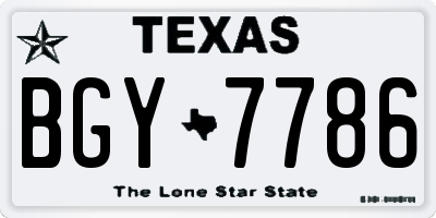 TX license plate BGY7786