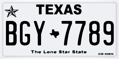 TX license plate BGY7789