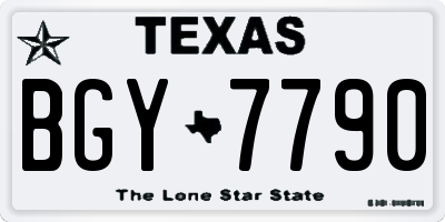 TX license plate BGY7790